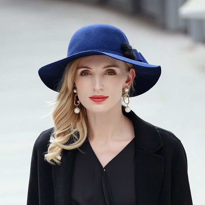 Fashion Simple 100% Wool Hats with Pom-pom 1PC Wedding / Melbourne Cup Headpiece