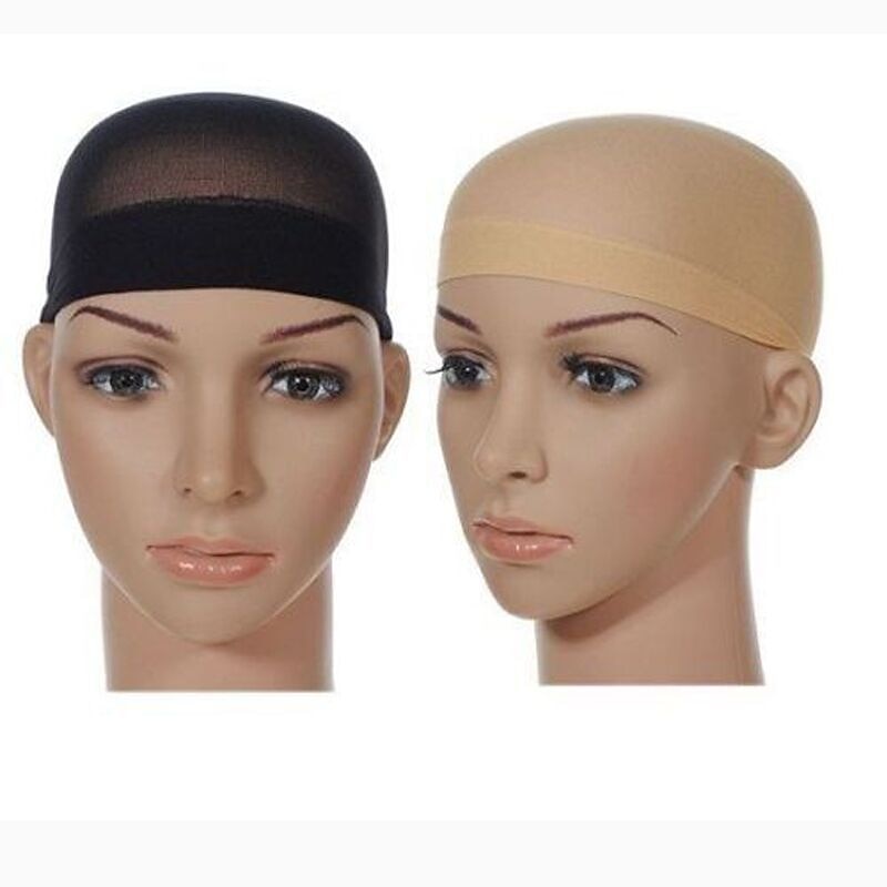 Wig Accessories Nylon Wig Caps / Stocking Wig Cap Hairnets Ultra Stretch Liner 2pcs Daily Classic Nude Black4