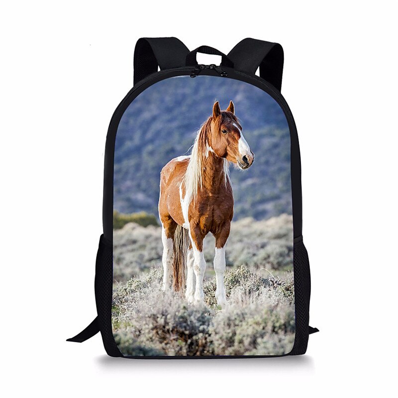 Running Horses Print Backpack for Kids and Teens – Wild Animal School Bag with Nature Landscape Design for Boys and Girls4