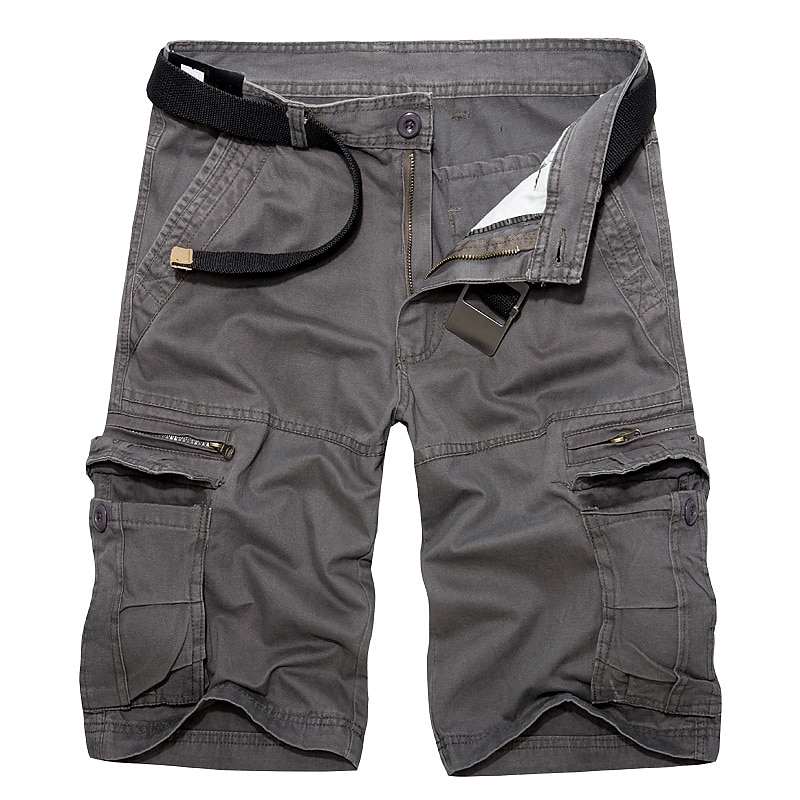 Men's Cargo Shorts Shorts Summer Shorts Multi Pocket Plain Wearable Short Outdoor Casual Daily Cotton Blend Fashion Designer Army Green Navy Blue3