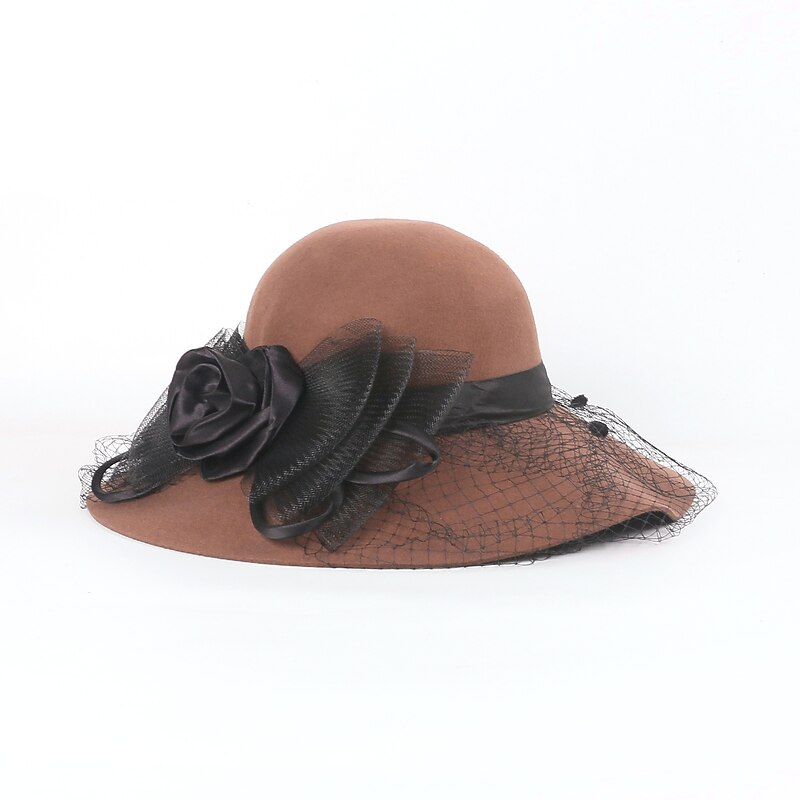 Hats 100% Wool Bucket Hat Wedding Kentucky Derby Cocktail Royal Astcot Elegant With Bowknot Headpiece Headwear4