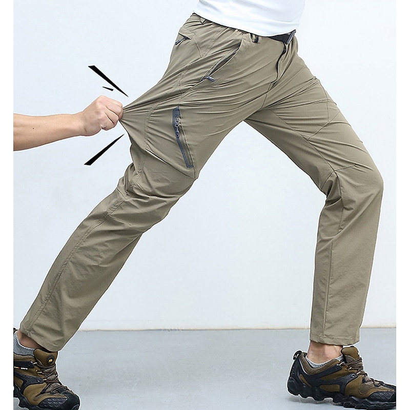 Men's Hiking Pants Trousers Summer Outdoor Waterproof Skin Friendly Quick Dry Multi Pockets Pants / Trousers Bottoms Elastic Waist Zipper Pocket Dark Grey Black Spandex Camping / Hiking Hunting3