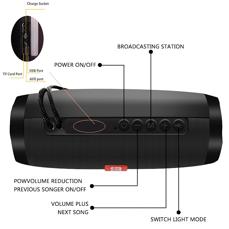 Wireless Speaker Bluetooth-compatible Speaker Microlab Portable Speaker Powerful High Outdoor Bass TF FM Radio with LED Light2