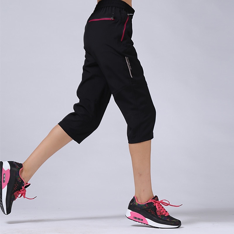 Women's Hiking Pants Trousers Summer Outdoor Quick Dry Zipper Pocket Multi Pockets Lightweight Capri Pants Bottoms Elastic Waist Black-female Rose Red Camping / Hiking / Caving S M L XL XXL4