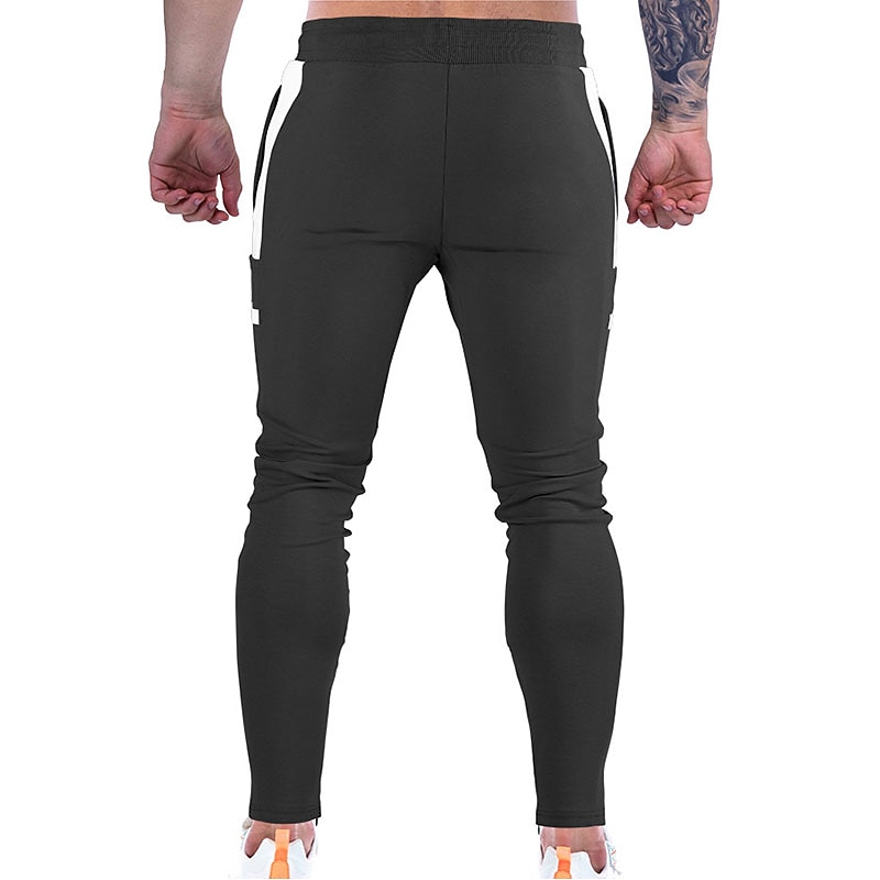 Men's Pocket Drawstring Color Block Breathable Moisture Wicking Athletic Athleisure Black Dark Gray Stretchy4