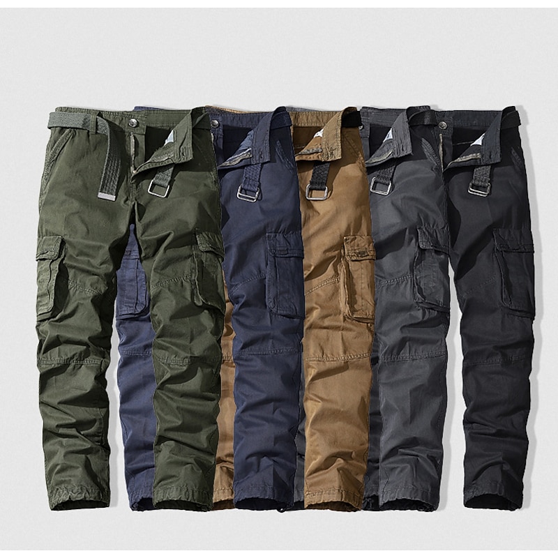 Men's Cargo Pants Cargo Trousers Work Pants 6 Pocket Solid Color Ripstop Breathable Weekend Streetwear Classic Casual Black Army Green4