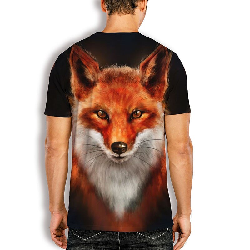 Men's Unisex Animal Fox Graphic Prints 3D Cartoon Shirt T Shirt Tee Short Sleeve T shirt 3D Print Round Neck Shirt Fashion Casual Daily Holiday Black Blue Brown Summer Clothing Apparel S M L XL XXL2