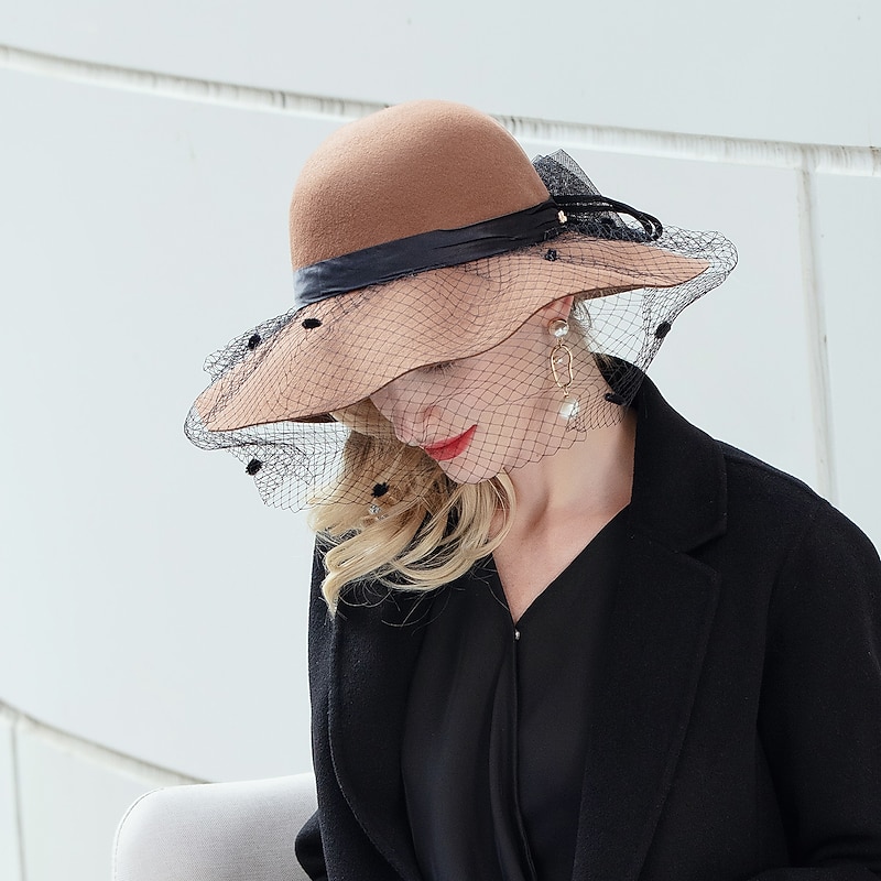 Hats 100% Wool Bucket Hat Wedding Kentucky Derby Cocktail Royal Astcot Elegant With Bowknot Headpiece Headwear3