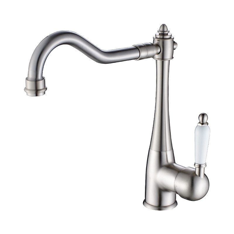 Kitchen faucet - Single Handle One Hole Nickel Brushed Standard Spout Centerset Antique Kitchen Taps3