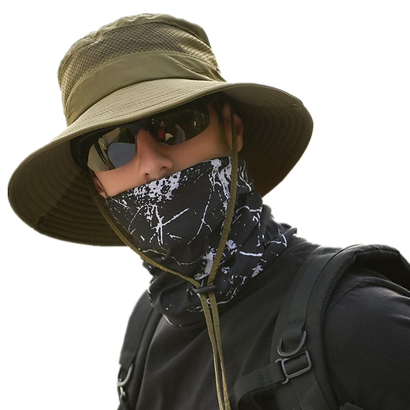 Men's Sun Hat Bucket Hat Outdoor Packable UPF50+ UV Protection Quick Dry Spring Summer Hat Mesh Camping / Hiking Hunting Fishing Army Green Grey Khaki4