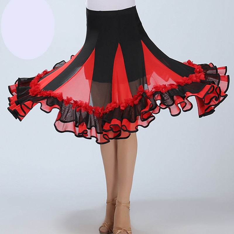 Ballroom Dance Skirts Ruffles Women's Performance Training High Polyester2
