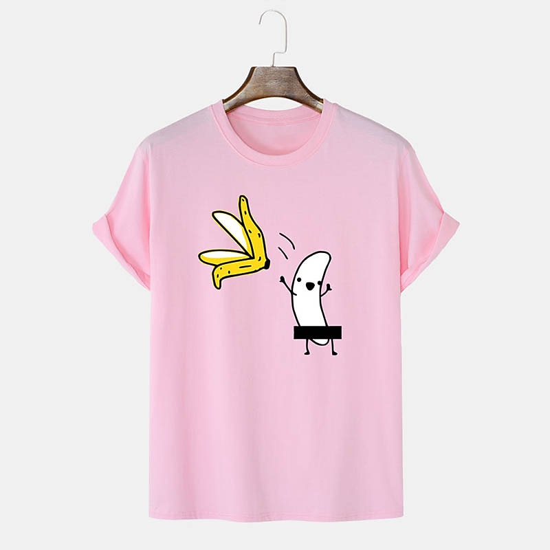 Men's Short Sleeve Funny T-Shirt - Humorous Naked Banana Censored Graphic Tee3