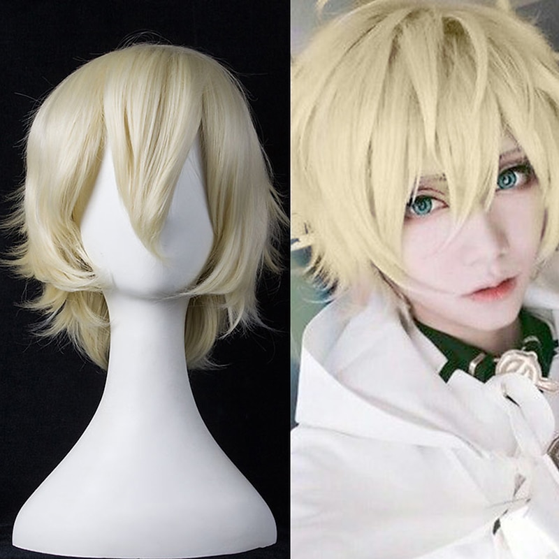 Synthetic Short Wigs For Women White Purple Blue Blonde Yellow Black Red  Cosplay Wig Female High Temperature Fiber Halloween Wigs4