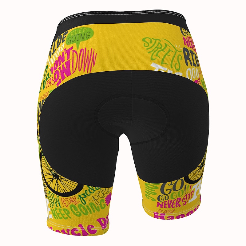 Women's Graphic Patterned Letter & Number Cycling Road Shorts Bike Shorts Cycling Padded Shorts Bike Shorts Pants Mountain Bike MTB Road Bike Cycling Sports 3D Pad Fast Dry Quick Dry Soft Yellow Pink4