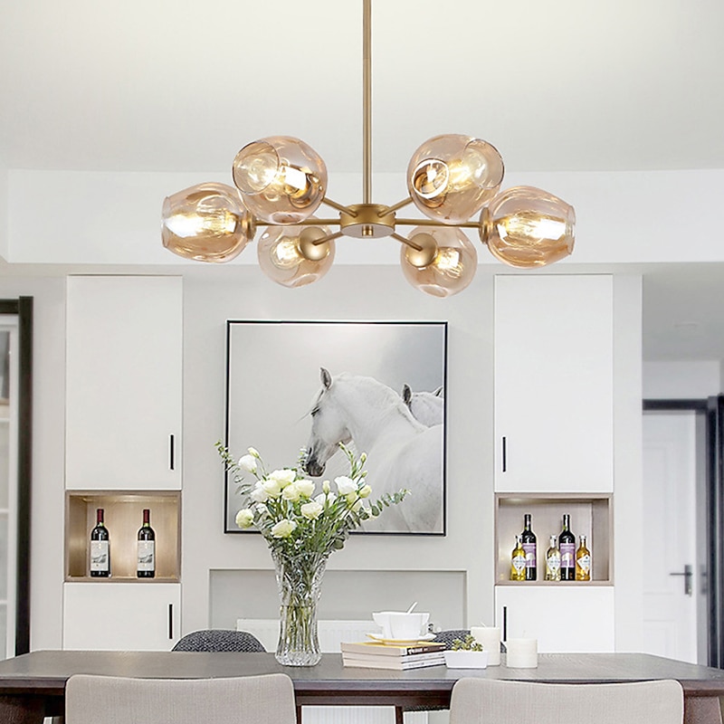 6-Light 8-Light 75-90-120 cm Sputnik Design Globe Design Chandelier Aluminum Glass Artistic Style Globe Geometrical Electroplated LED Nordic Style 110-120V 220-240V2