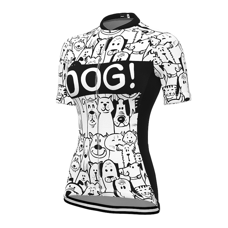 Women's Cycling Jersey Graphic Dog Patterned Short Sleeve Bike Jersey Top with 3 Rear Pockets Mountain Bike MTB Road Bike Cycling Fast Dry Quick Dry Soft Reflective Strips Sports White Clothing4