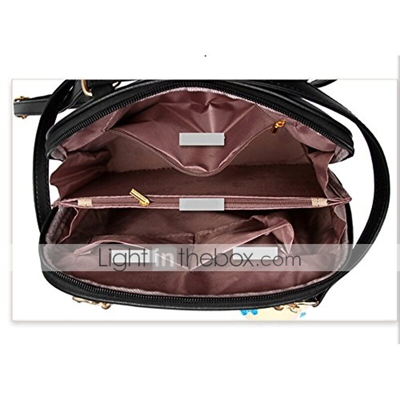 Women's School Bag Bookbag Commuter Backpack Outdoor Daily Traveling Solid Color PU Leather Large Capacity Buttons Zipper Light Blue Light Gray Wine2