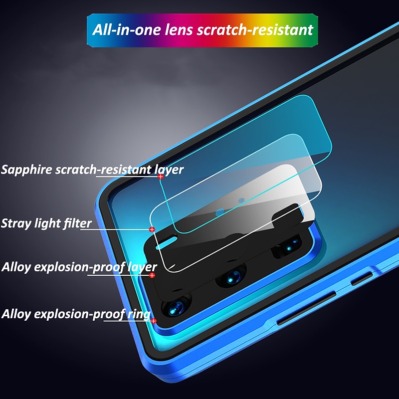Phone Case For Samsung Galaxy S25 S23 S22 S21 Ultra Plus S20 Full Body Case Magnetic Adsorption Full Body Protective Double Sided Camera Lens Protector Transparent Tempered Glass Metal4