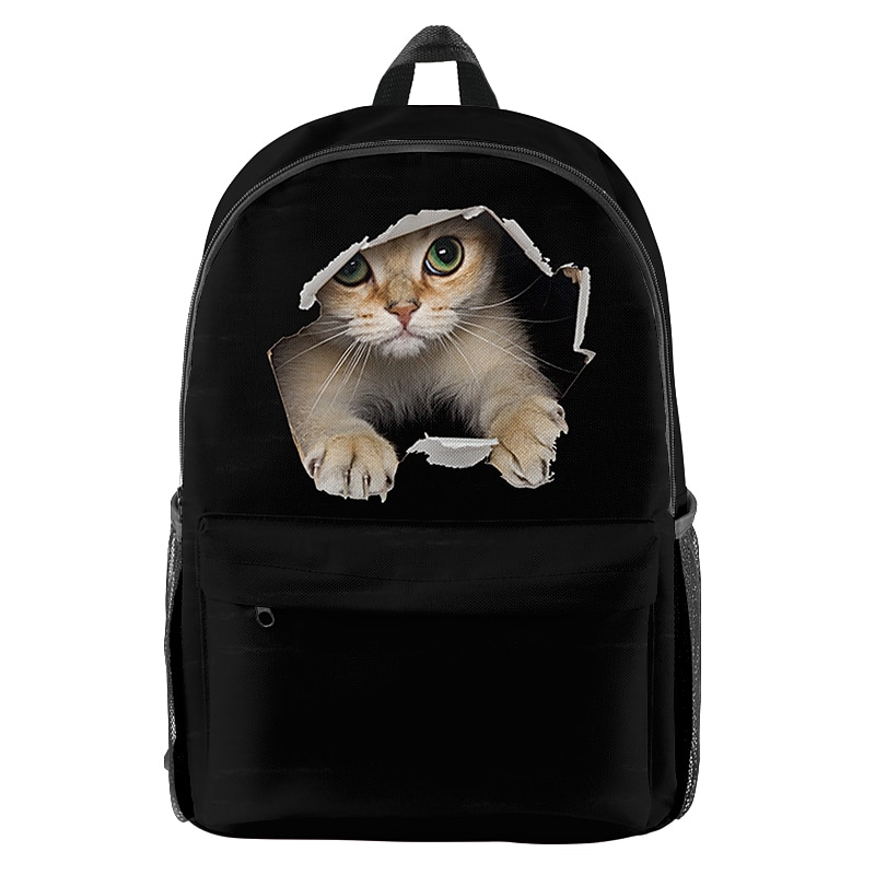 Cute Cat Backpack for Kids and Teens – 3D Peekaboo Cat Print School Bag with Fun Hole Design for Boys and Girls4