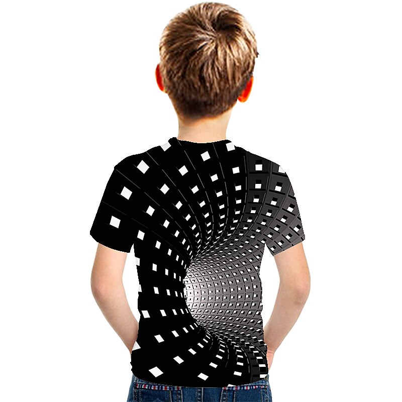 Boys 3D Color Block Optical Illusion T shirt Short Sleeve 3D Print Summer Active Sports Streetwear Polyester Rayon Kids 2-13 Years Outdoor Daily2