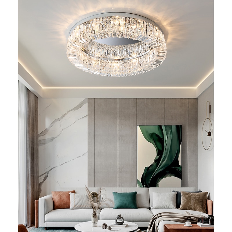 50/60/80 cm Chandelier LED Crystal Ceiling Light Circle Design Unique Design Flush Mount Lights Stainless Steel LED Nordic Style 110-120V 220-240V2