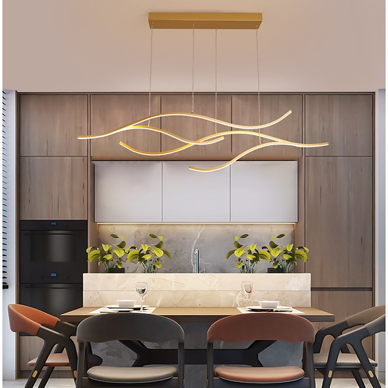 100/120 cm LED Pendant Light Wave Design Line Design Black Gold  Metal Artistic Style Modern Style  Office, Shops Stylish Painted Finishes Artistic LED 110-120V 220-240V4