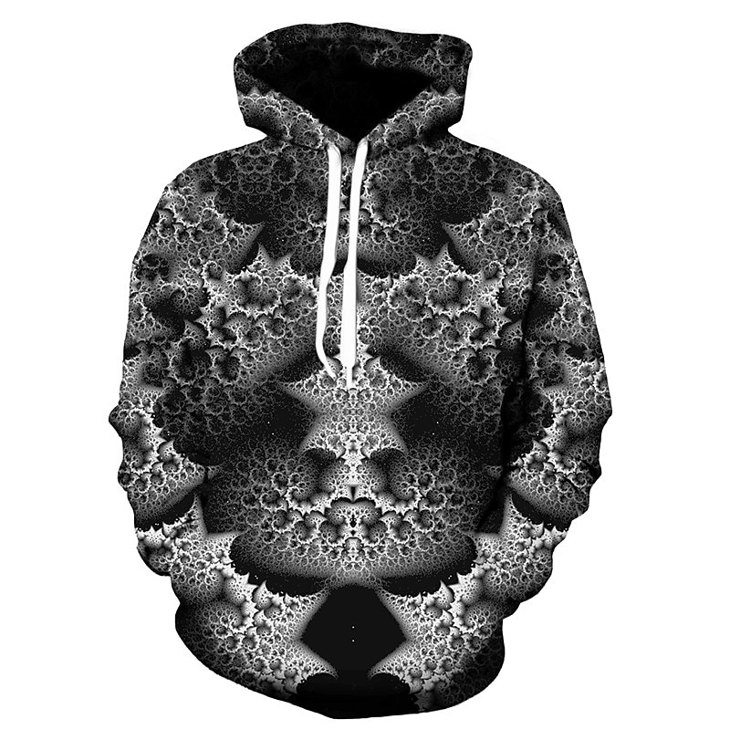 Men's Graphic Hoodie Hoodies Sweatshirt Casual Long Sleeve Hooded Daily Going out Black White Designer3