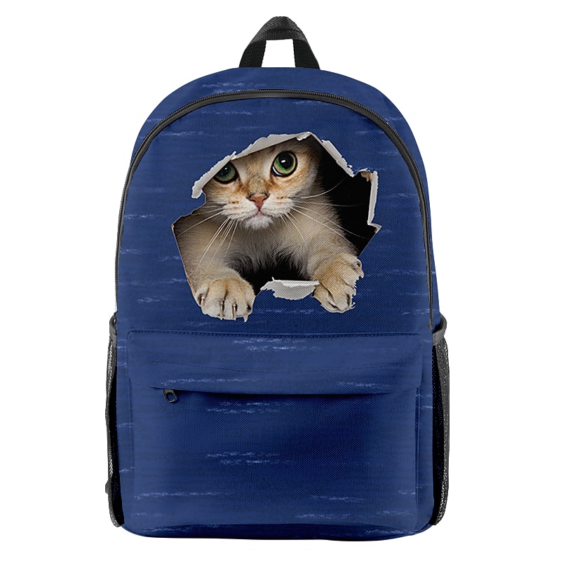 Cute Cat Backpack for Kids and Teens – 3D Peekaboo Cat Print School Bag with Fun Hole Design for Boys and Girls3