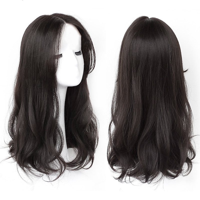 Black Wigs for Women Long Synthetic Wigs with Bangs Natural Straight Wavy Dark Brown/Black Wigs for Women Cosplay Wigs Heat Resistant Fiber Wigs 22 Inch Christmas Party Wigs2