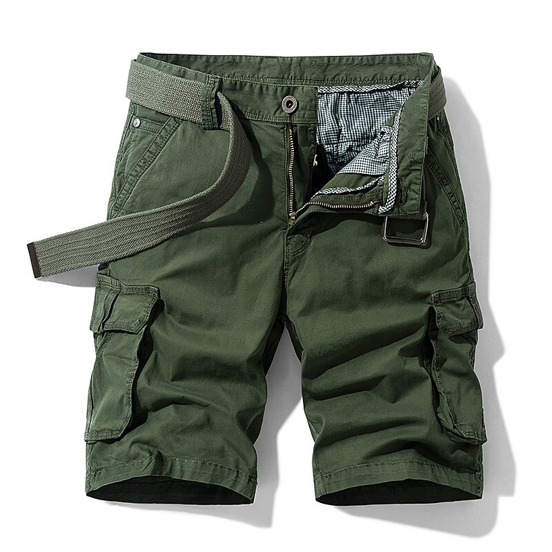 Men's Cargo Shorts Hiking Shorts Multi Pocket Plain Cargo Shorts Shorts Black Khaki3