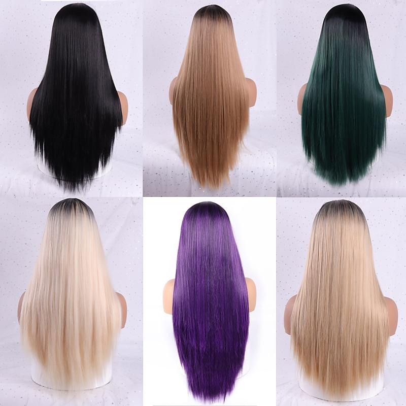 Gray Wigs for Women Synthetic Wig Natural Straight Middle Part Wig Long Synthetic Hair Women's Cosplay Middle Part Party Black White 26 Inch Christmas Party Wigs3