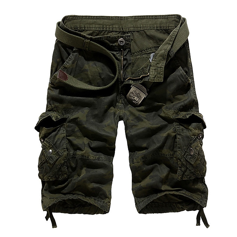 Men's Cargo Shorts Camo Shorts Hiking Shorts Multi Pocket Multiple Pockets Camouflage Breathable Outdoor Knee Length Casual Daily Streetwear Stylish Camouflage Red Camouflage Blue Inelastic2
