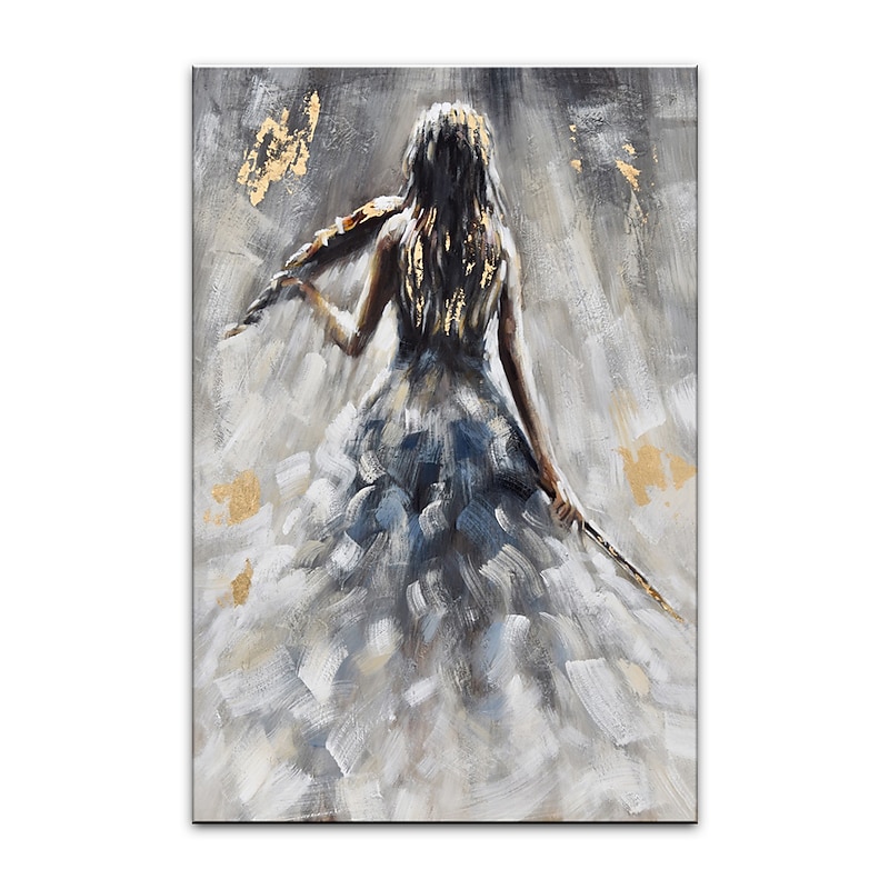 Oil Painting 100% Handmade Hand Painted Wall Art On Canvas Vertical Abstract Violin Women Back Home Decoration Decor Rolled Canvas No Frame Unstretched3