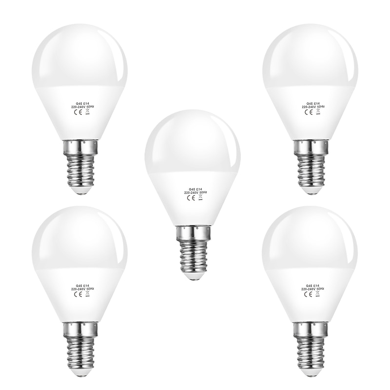 10pcs 5pcs 6W LED Globe Light Bulb 600lm E14 G45 20 LED Beads SMD 2835 60W Halogen Equivalent Warm Cold White 110-240V2