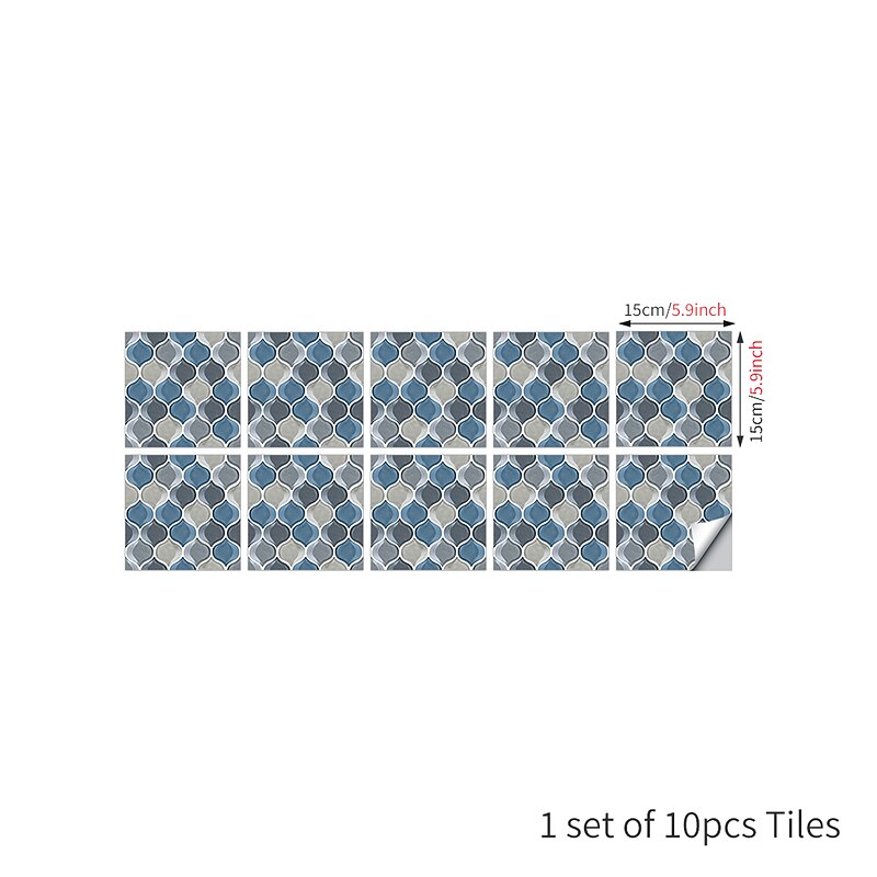 10 PCS Imitation Epoxy Tile Sticker Color Lantern Wall Sticker House Renovation Diy Self-adhesive Pvc Wallpaper Painting Kitchen Waterproof And Oilproof Wall Sticker4