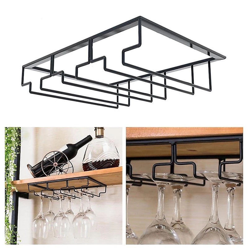 Wine Glass Rack Upside Down Wine Cabinet Goblet 3 to 5 Slot Wine Storage for Cabinet Shelf Hanger2