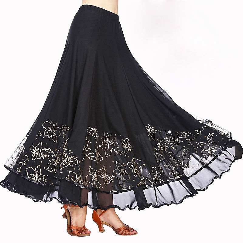 Ballroom Dance Dance Costumes Skirts Petal Paillette Women's Training Performance High Tulle Terylene