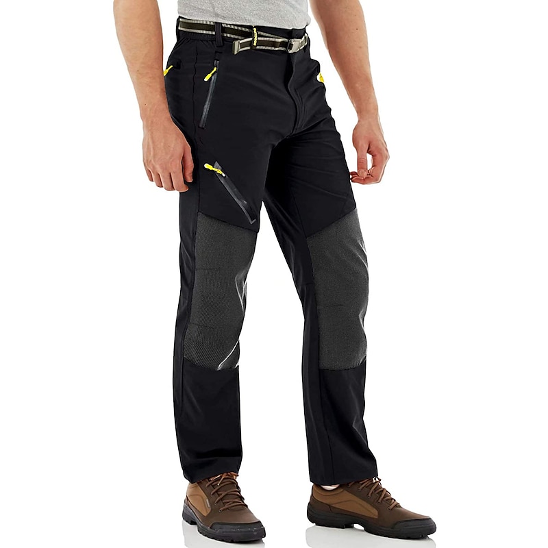 Men's Waterproof Hiking Pants Fleece Lined Pants Softshell Pants Winter Outdoor Thermal Warm Windproof Multi Pockets Lightweight Pants / Trousers Bottoms Elastic Waist Zipper Pocket Black Green Ski2