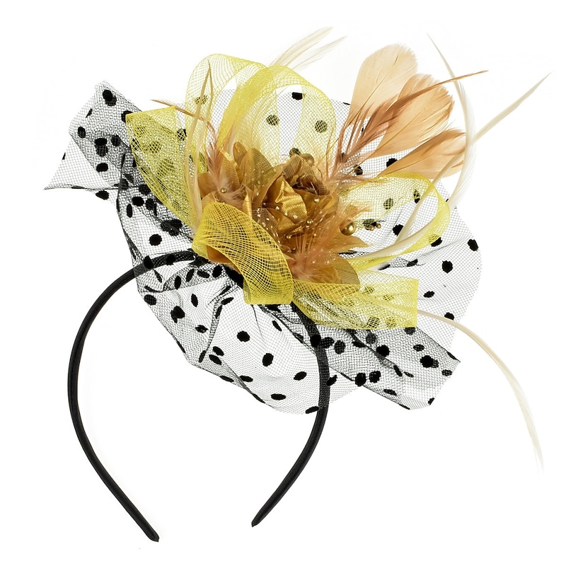 Fascinators Kentucky Derby Hat Feather Special Occasion Party / Evening Ladies Day Melbourne Cup Cocktail Flower Style Elegant With Feather Polka Dot Headpiece Headwear2