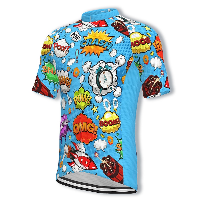 Men's Cycling Jersey Graphic Patterned Funny Short Sleeve Bike Jersey Top with 3 Rear Pockets Mountain Bike MTB Road Bike Cycling Quick Dry Soft Reflective Strips Back Pocket Sports Blue Orange Green4