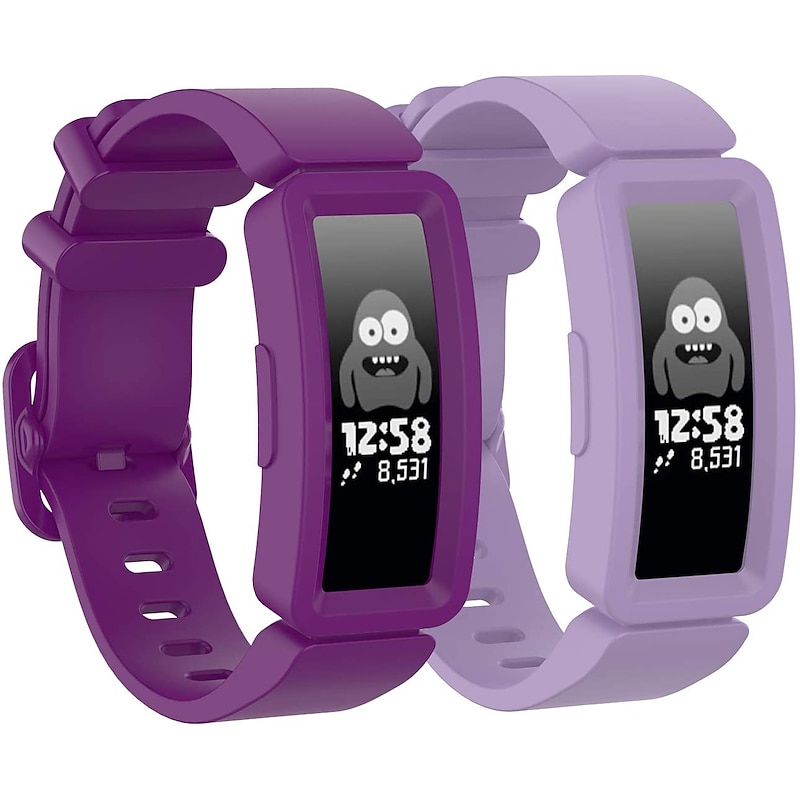 2 Packs Smart Watch Band Compatible with Fitbit Ace 2 for Kids Silicone Smartwatch Strap Soft Breathable Sport Band SmartWatch Band with Case Replacement  Wristband Boys Girls2