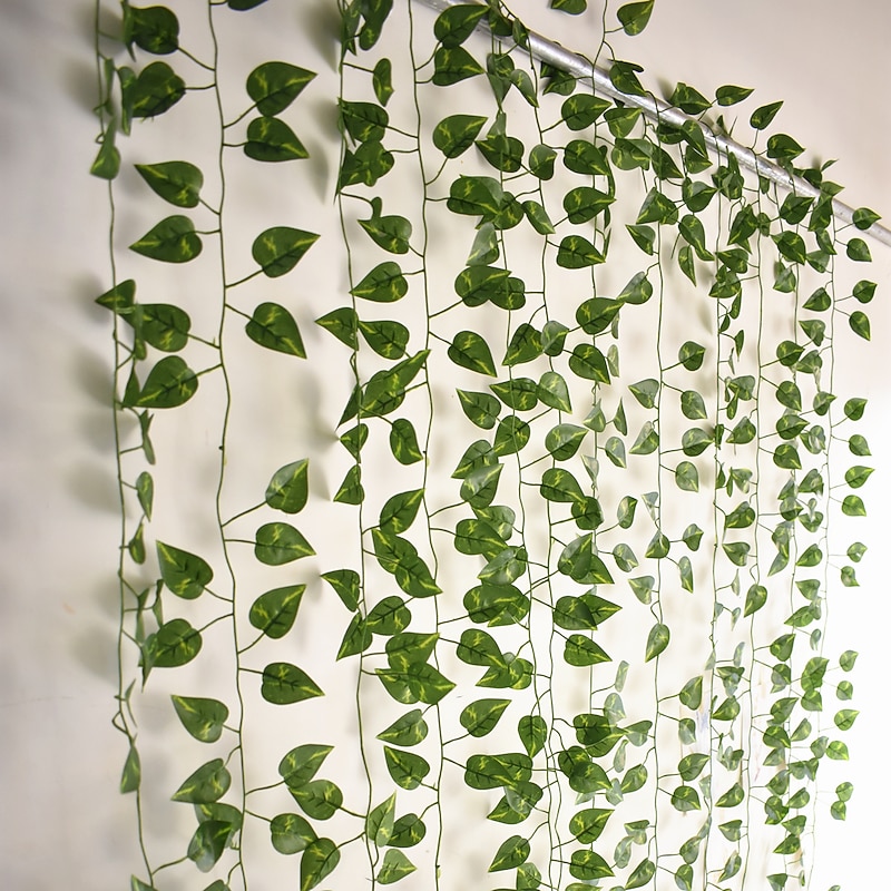 12Pcs 220Cm/87“ Artificial Plants Vine Wall Decor Wedding Party Decorative Artificial Leaves Greenery Artificial Hanging Plants For Wedding Wall Decor, Party Room Decor