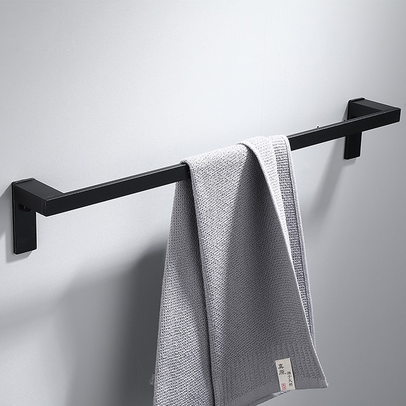 Towel Bar Wall Mounted 60cm Aluminum Towel Holder for Bathroom Aluminum Bathroom Hardware Single/Double Type Towel Rack(Silver/Black/Grey)4