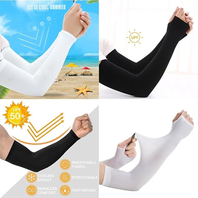 Summer Arm Sleeves Cooling Gloves Women Men Arm Warmers Sleeves Armwarmer UV Sun Protection Cotton Long Fingerless Gloves Arm Sleeves3