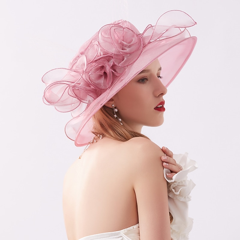 Hats Other Bucket Hat Sun Hat Party / Evening Kentucky Horse Race Melbourne Cup With Flower Headpiece Headwear dress to impress Race Day Dress2