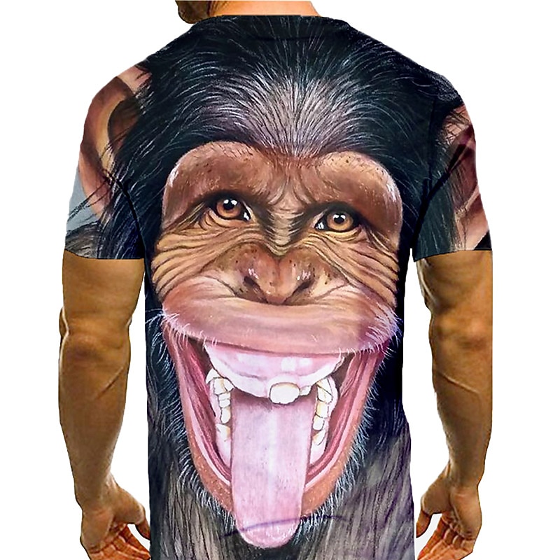 Men's Animal Orangutan Graphic Prints Shirt T Shirt Tee Funny T Shirts Short Sleeve T shirt 3D Print Crew Neck Shirt Basic Casual Daily Holiday Black Blue Grey Spring & Summer Clothing Apparel Normal2