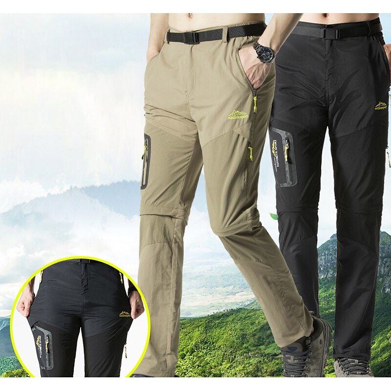 Men's Convertible Zip Off Pants Hiking Pants Trousers Summer Outdoor Windproof Rain Waterproof Quick Dry Stretchy Bottoms Black Army Green Camping / Hiking Fishing Hiking L XL XXL XXXL 4XL4