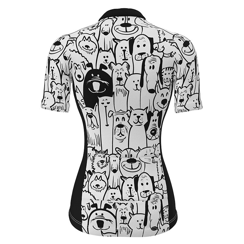 Women's Cycling Jersey Graphic Dog Patterned Short Sleeve Bike Jersey Top with 3 Rear Pockets Mountain Bike MTB Road Bike Cycling Fast Dry Quick Dry Soft Reflective Strips Sports White Clothing3