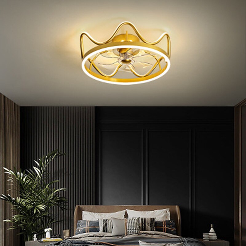 46/56 cm LED Ceiling Fan Light Dimmable Nordic Modern Crown Geometric Shapes Ceiling Fan Metal Modern Style Novelty Painted Finishes LED Modern 220-240V2