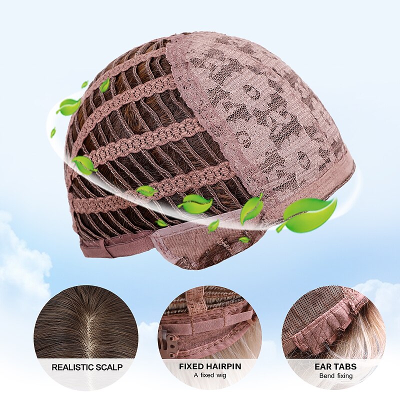 Brown Wigs for Women Ombre Blonde Brown Long Wig with Bangs Middle Part Hair Wig Cosplay Natural Heat Resistant Synthetic Wigs for Women 24inch barbiecore Wigs4